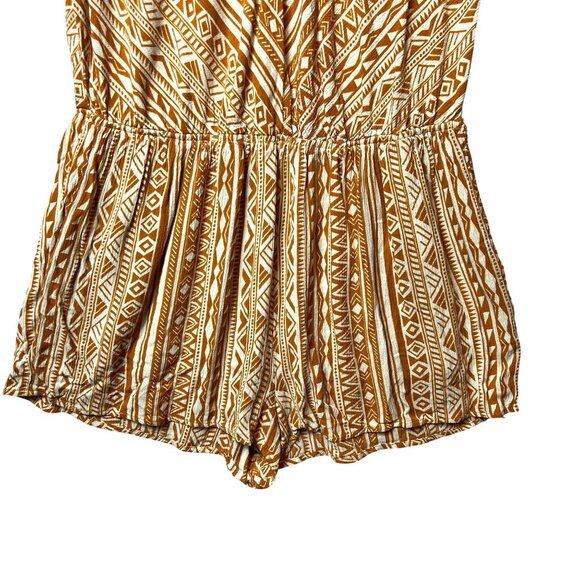 Kori America Womens Tribal Print Short-Sleeve Romper V-Neck Medium Cotton Blend - Picture 4 of 10
